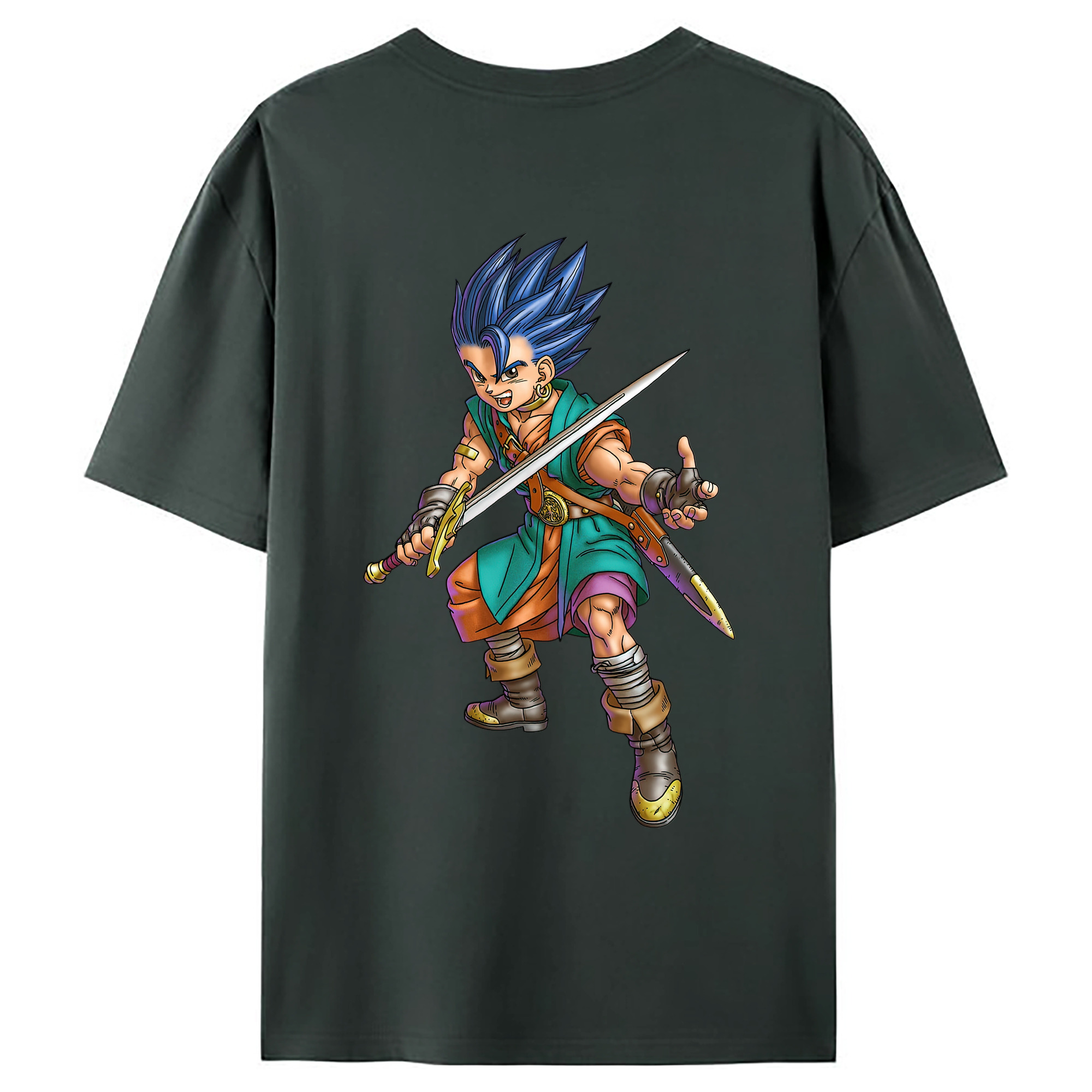 （画像用） ドラゴンクエスト Doragon Kuesuto Dragon Quest 綿100％ メンズ半袖Tシャツ（バックプリント） 通気性